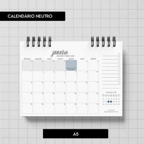 Arquivo digital – Calendário Neutro 2026