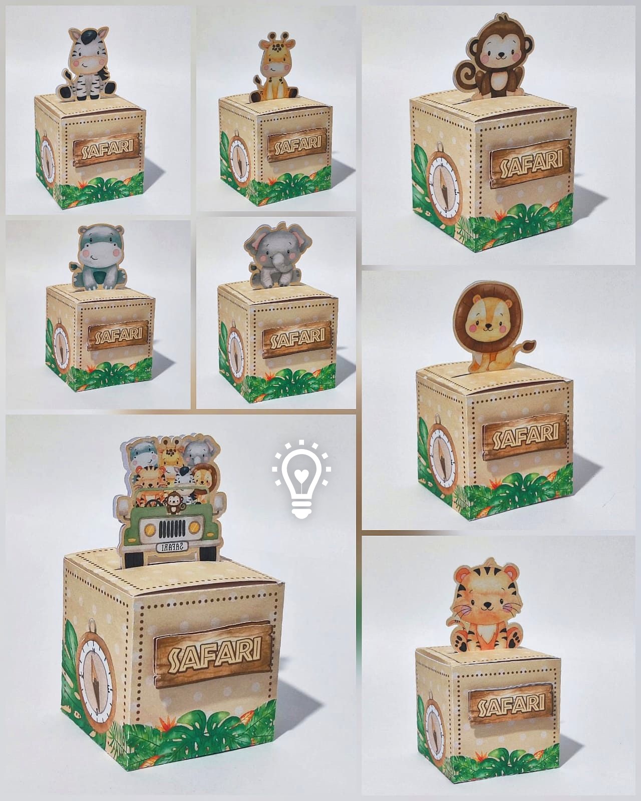 CAIXAS CUBO SAFARI ARQUIVO DE CORTE CUBO SAFARI (STUDIO E PDF) - Imagem 1