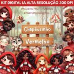 KIT DIGITAL CHAPEUZINHO VERMELHO AQUARELA