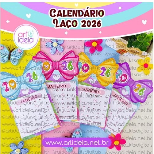 Calendário Laço 2026 Kit Digital - Calendário Laço 2026 - Imagem 1