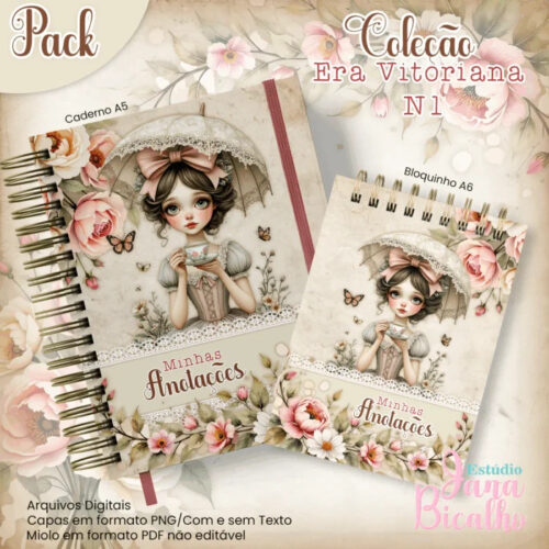 Caderno Pautado A5+Bloquinho A6 Coleção Era Vitoriana N1