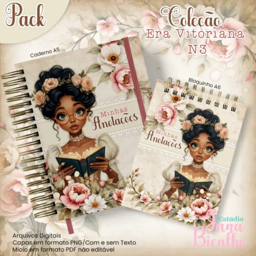 Caderno Pautado A5+Bloquinho A6 Coleção Era Vitoriana N3
