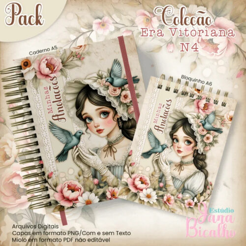 Caderno Pautado A5+Bloquinho A6 Coleção Era Vitoriana N4