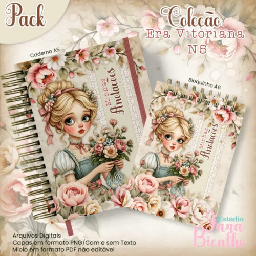 Caderno Pautado A5+Bloquinho A6 Coleção Era Vitoriana N5