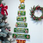 Enfeite de porta ou parede , arvore de natal com fotos – 60 cm