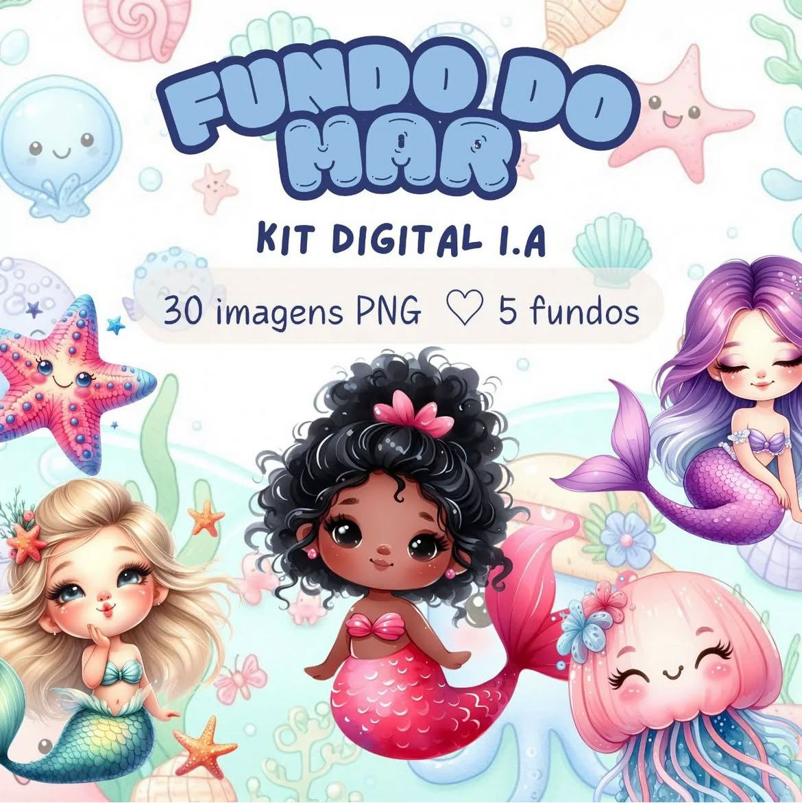 FUNDO DO MAR KIT DIGITAL FUNDO DO MAR- SEREIAS - Imagem 1