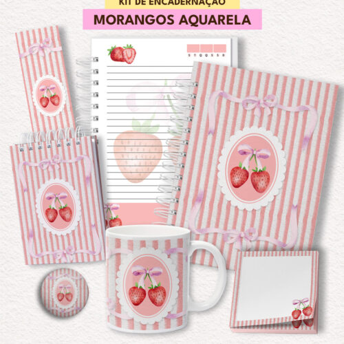 KIT DE ENCADERNAÇÃO | COLEÇÃO MORANGOS AQUARELA