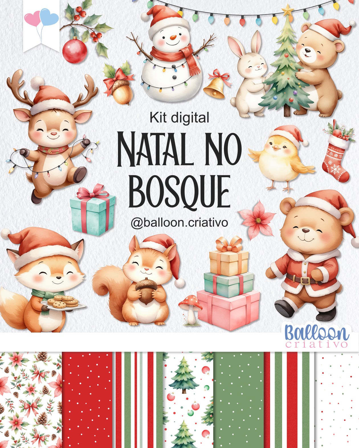 - Kit Natal no Bosque - Balloon Criativo Kit Digital Natal no Bosque - Imagem 1