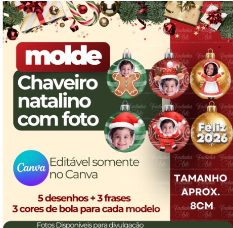 Molde Chaveiro com Foto Natalino