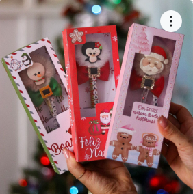 Molde Caixa Caneta Pompom - Natal