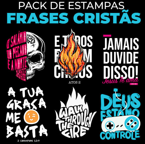 PACK FRASES CRISTÃ Pack de Estampas Frases Cristãs - Imagem 1