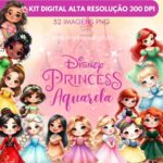 KIT DIGITAL PRINCESAS AQUARELA