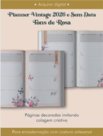 Planner Vintage Tons de Rosa Costura (somente o miolo)
