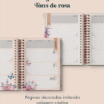 Planner Vintage Tons de Rosa wire-o (somente o miolo)