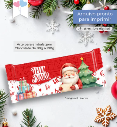 Artes para embalagem chocolate - Feliz Natal