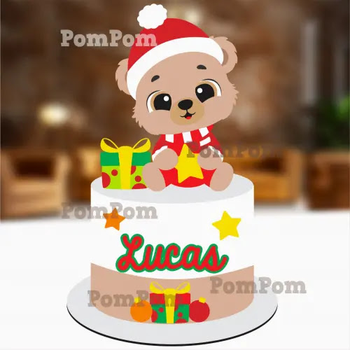 Arquivo de corte Topo de Bolo Natal Ursinho