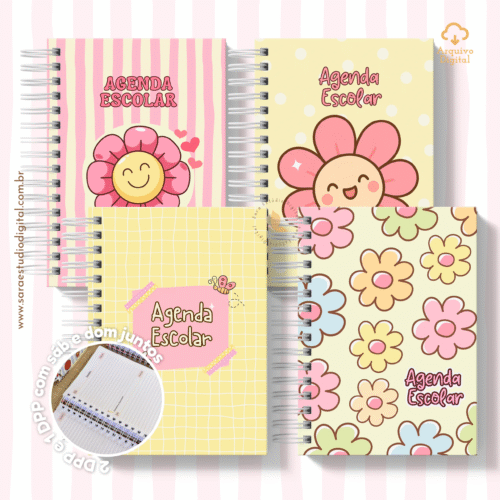 Agenda Escolar 2026 – Rosa com amarelo (A5) – 1 e 2DPP