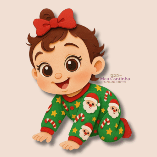Arquivo de corte Topo de Bolo Bebê com pijama natalino em camadas