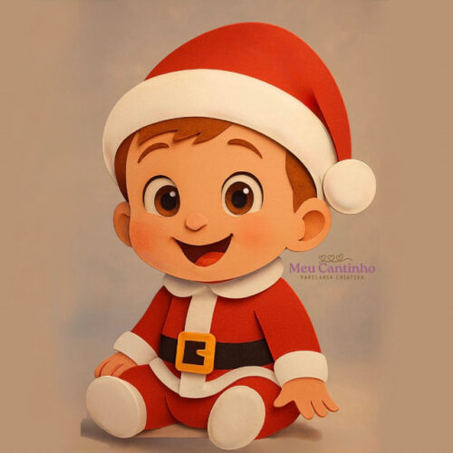 Arquivo de corte Topo de Bolo Bebê com roupa de Papai Noel em camadas