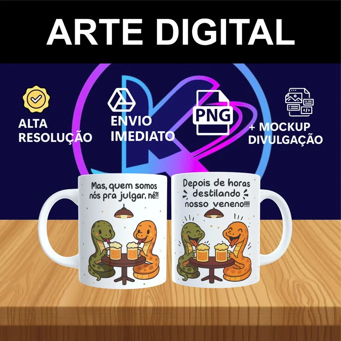 Arte Cobras fofoqueiras Arte Caneca Cobras fofoqueiras - Imagem 1