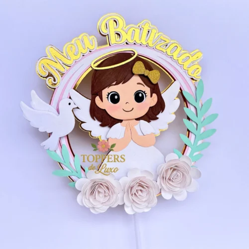 Arquivo de corte Topo de Bolo BATIZADO MENINA