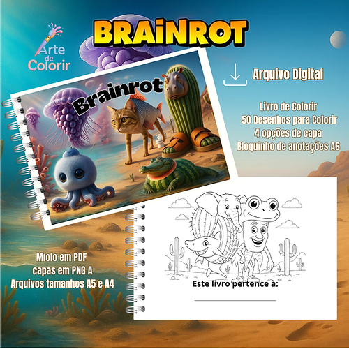 Livro de Colorir Brainrot
