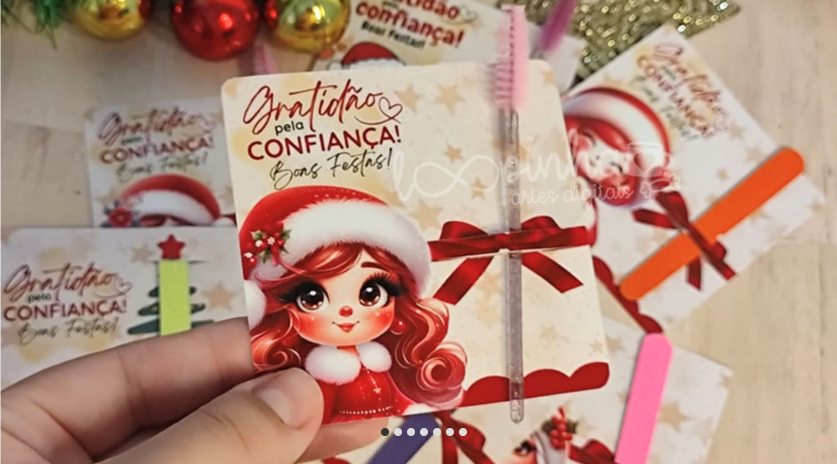 COL25 - Card escovinha e lixa Cards escovinha cílios e mini lixa - Natal 2025 - Imagem 1