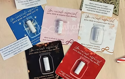 Card e pílula: Frases motivacionais e versículos - Natal 2025