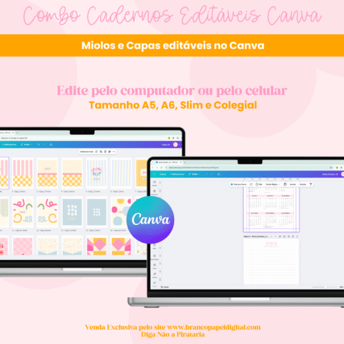 Combo Cadernos Editáveis Canva