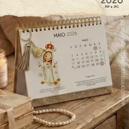 PDF Calendário de mesa Santinhos A5 horizontal 2026 + 12 Capas