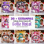 30 Artes para Caneca Bonecos de Neve Inflados 3D