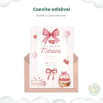 Convite de Aniversário – Cerejinhas e Laços- LINK CANVA - Imagem 4