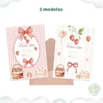 Convite de Aniversário – Morangos e Laços- LINK CANVA - Imagem 2