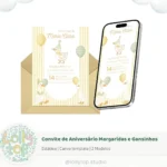 Convite de Aniversário – Margaridas e Gansinhos- LINK CANVA - Imagem 5