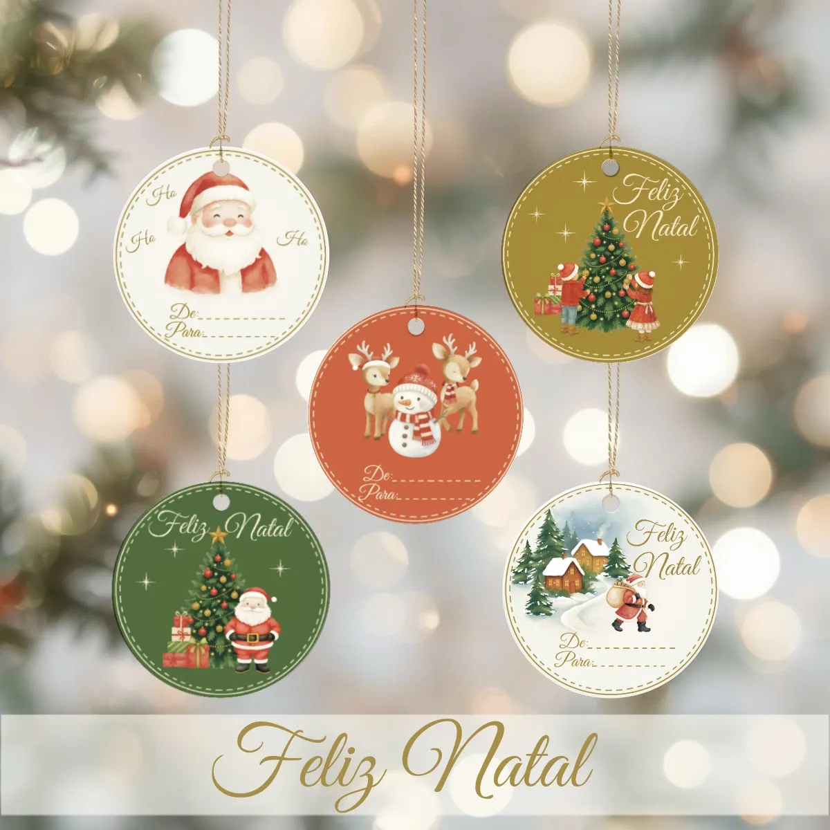 Kit Digital Sacolas, Tags e Rótulos - Coleção Vila de Natal - Imagem 7