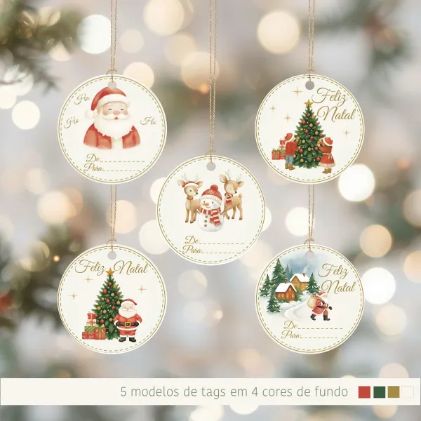 Kit Digital Sacolas, Tags e Rótulos - Coleção Vila de Natal - Imagem 4