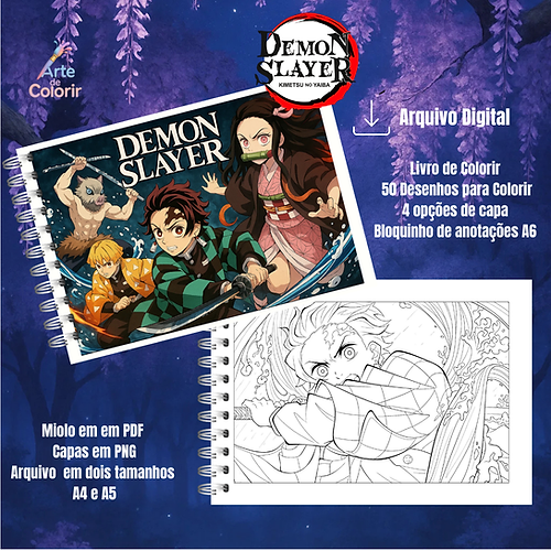 Livro de Colorir Demon Slayer