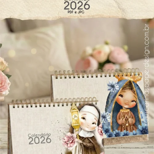 PDF Kit extra com 12 Capas para calendário de mesa A5 2026 santinhos