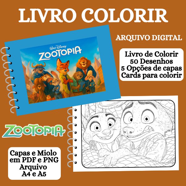 LIVRO COLORIR ZOOTOPIA LIVRO DE COLORIR ZOOTOPIA - Imagem 1