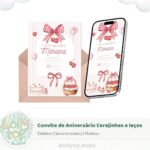 Convite de Aniversário – Cerejinhas e Laços- LINK CANVA
