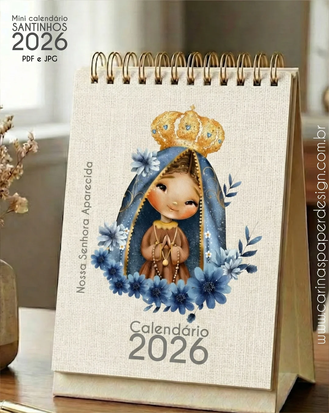 Mini Calendário de mesa A6 Santinhos PDF Mini Calendário de mesa A6 Santinhos PDF - Imagem 1