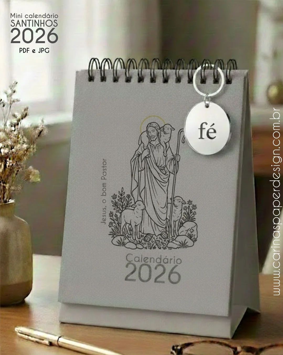 Mini Calendário de mesa A6 Santinhos Versão Masculina PDF Mini Calendário de mesa A6 Santinhos Versão Masculina PDF - Imagem 1