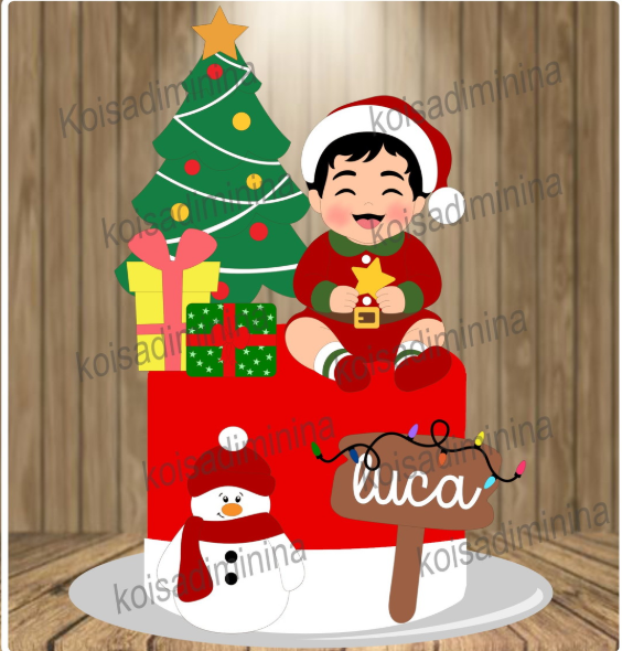 Natal 2- 2025 By Pamela Caetano Arquivo de corte Topo de Bolo Natal - Imagem 1