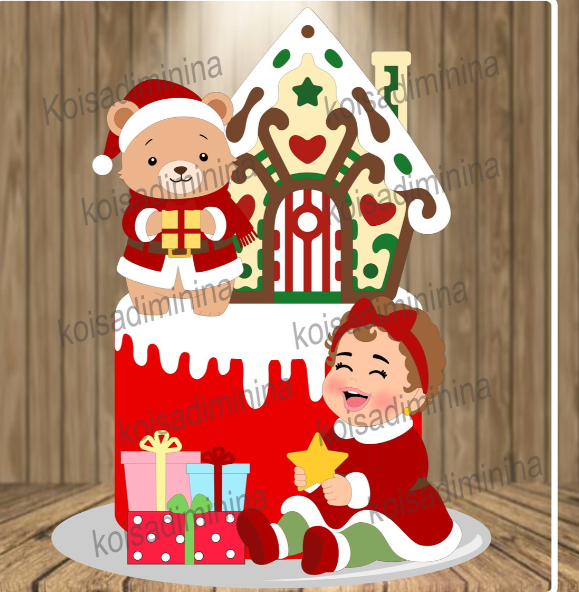 Natal 3- 2025 By Pamela Caetano Arquivo de corte Topo de Bolo Natal - Imagem 1