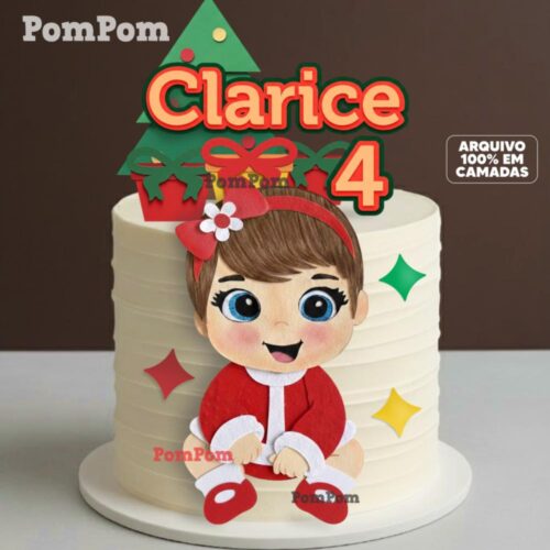 Arquivo de Corte Topo de Bolo Natal Menina
