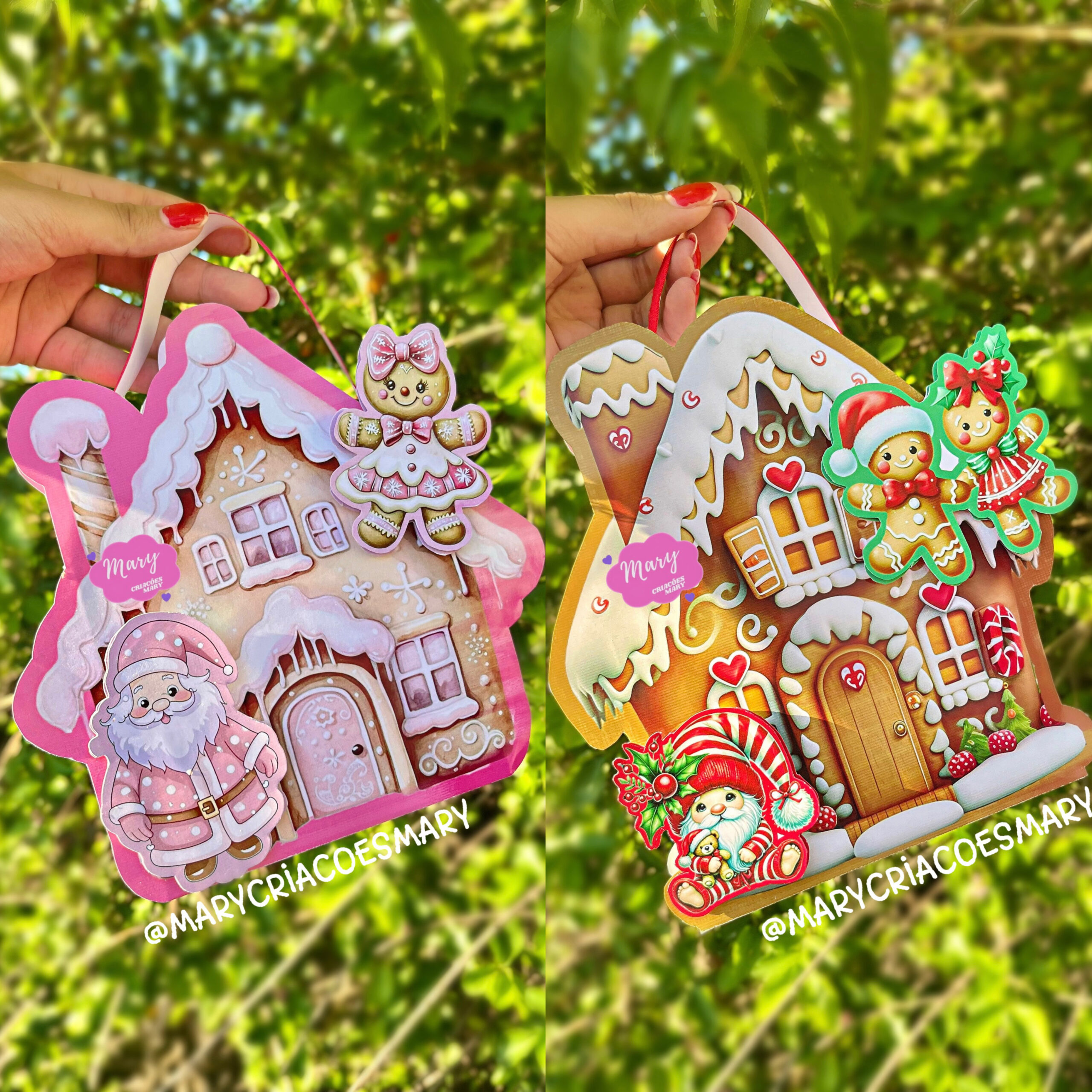 Natal Rosa e Natalino - Casa Gingerbread Caixa Casinha de Natal - Arquivo Digital - Imagem 1