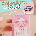 Calendário 2026 Bichinhos Kawaii