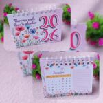 Calendário de Mesa Floresça 2026 - Rosa