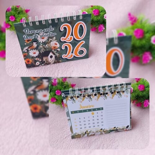 Calendário de Mesa Floresça 2026 - Verde