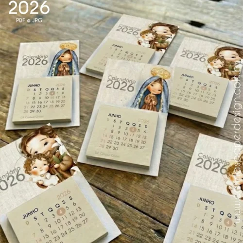 Calendário mini Imã de geladeira Santinhos 2026